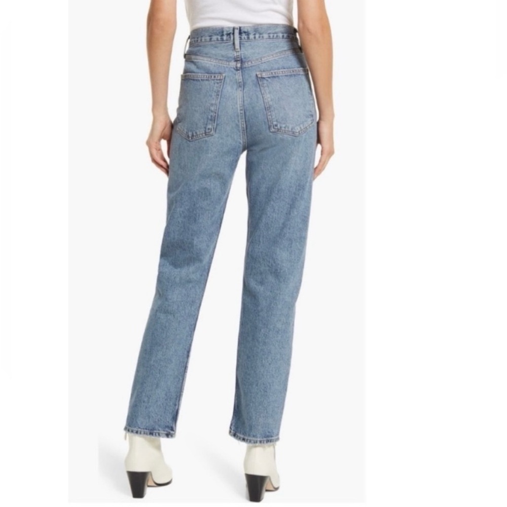 Agolde 90s Jean Button Fly Jeans Size 23 Distressed Straight Leg Cotton Blue - Picture 2 of 8